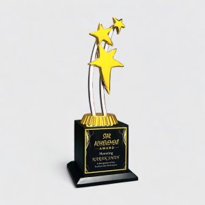 Wood and metal trophy